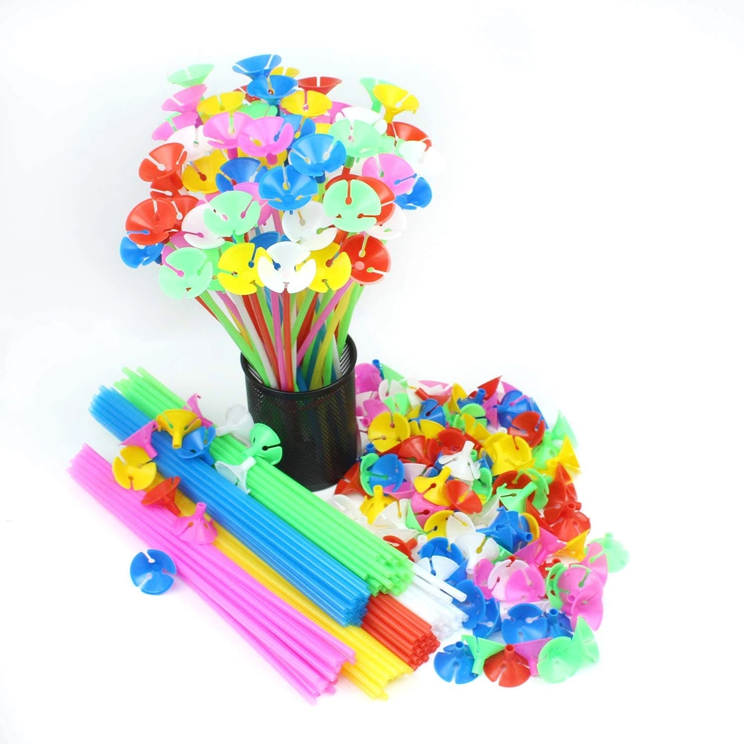 Party Time Trading LLC Balloon Sticks Holders with Cups - 200-Pieces Wedding