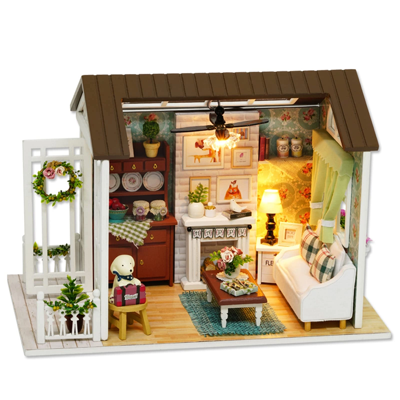 Miniature Dollhouse Kit - 3D Wooden LED Lights