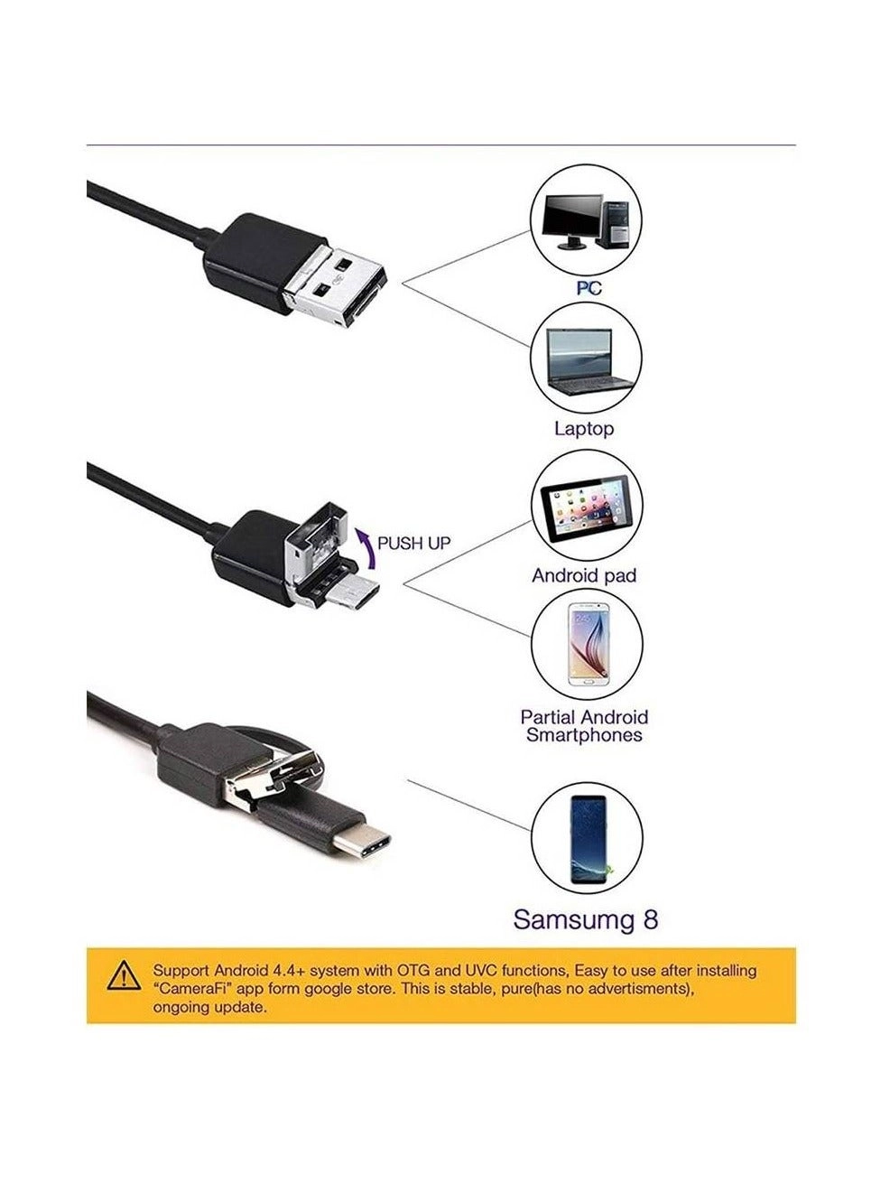 3-in-1 Type-C USB Endoscope - HD Waterproof Smartphone Compatible
