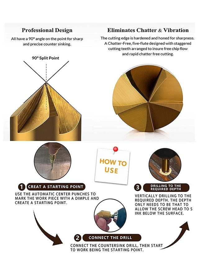Countersink Drill Bit - HSS 6 Pcs 6mm-19mm