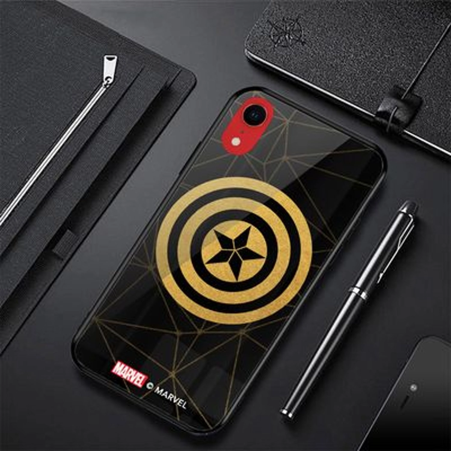 Cap'S Shield iPhone XR Cover - TPU Bumper Case + Tempered Glass Back Back Case