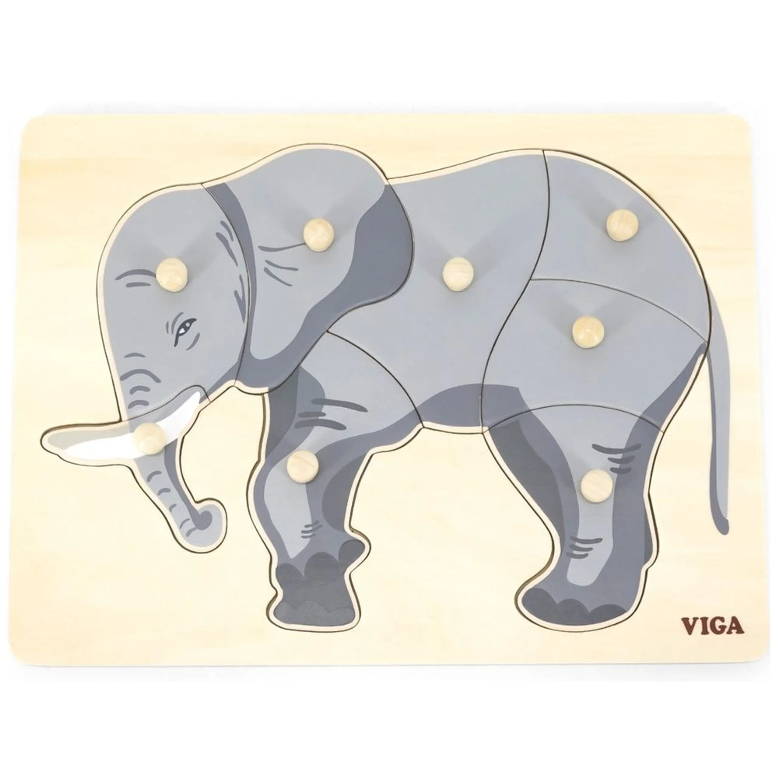 VIGA Wooden Puzzle Elephant - 3+ 9 pieces