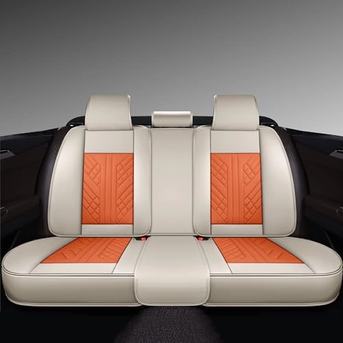 Bench Seat Cover - Universal Fit Faux Leather White And Orange