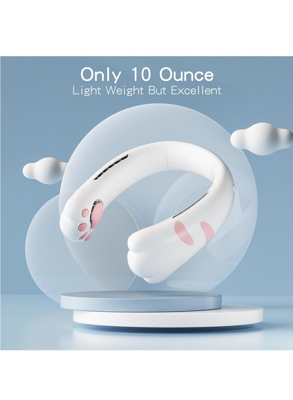 Portable Neck Fan - 2400mAh USB-C Rechargeable 3 Speeds