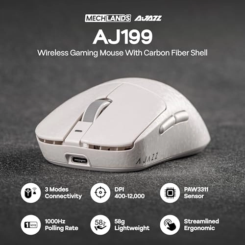 AJ199 Lightweight Gaming Mouse - Bluetooth 2.4GHz USB-C