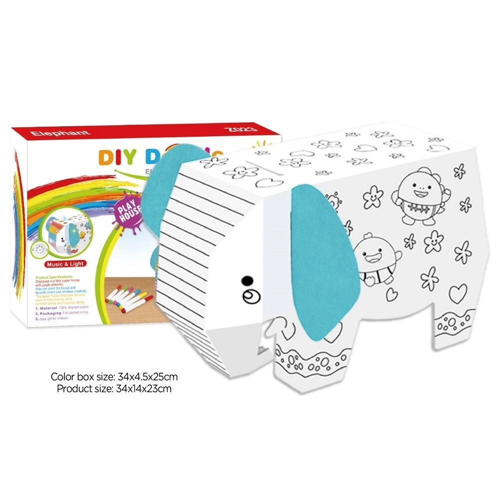 Doodle Coloring Elephant - 6 pcs