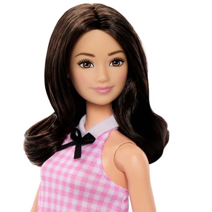 Fashionistas #224 - Black Wavy Hair Pink Gingham Dress Ages 3+