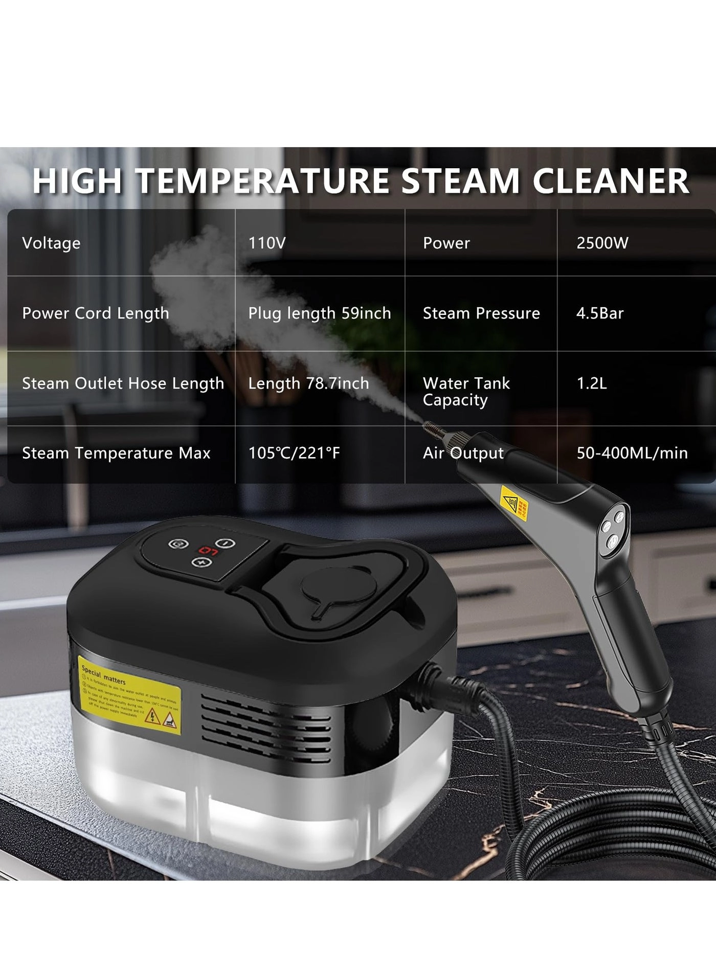 Steam Cleaner - 4.5 BAR 1500ml