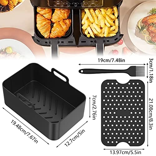 Air Fryer Silicone Basket - 2pcs Silicone + Silicone Pad - 4pcs Silicone + Oil Brush - 1pc