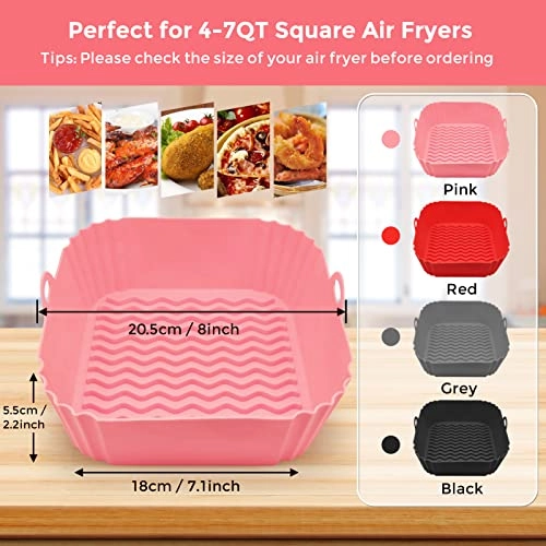 Silicone Liners Square - 8 Inch Reusable Heat Resistant