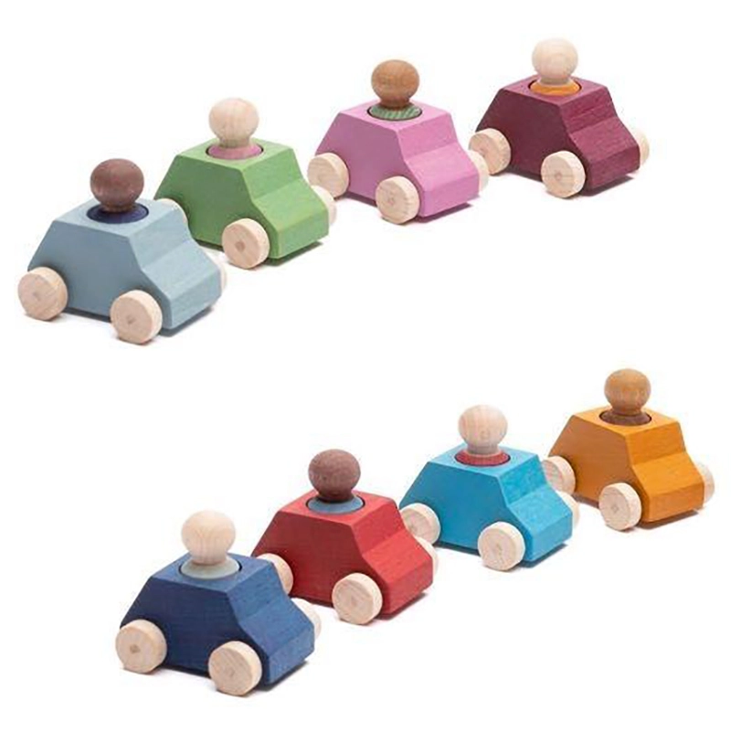 Wooden Cars With Figures - 8pcs