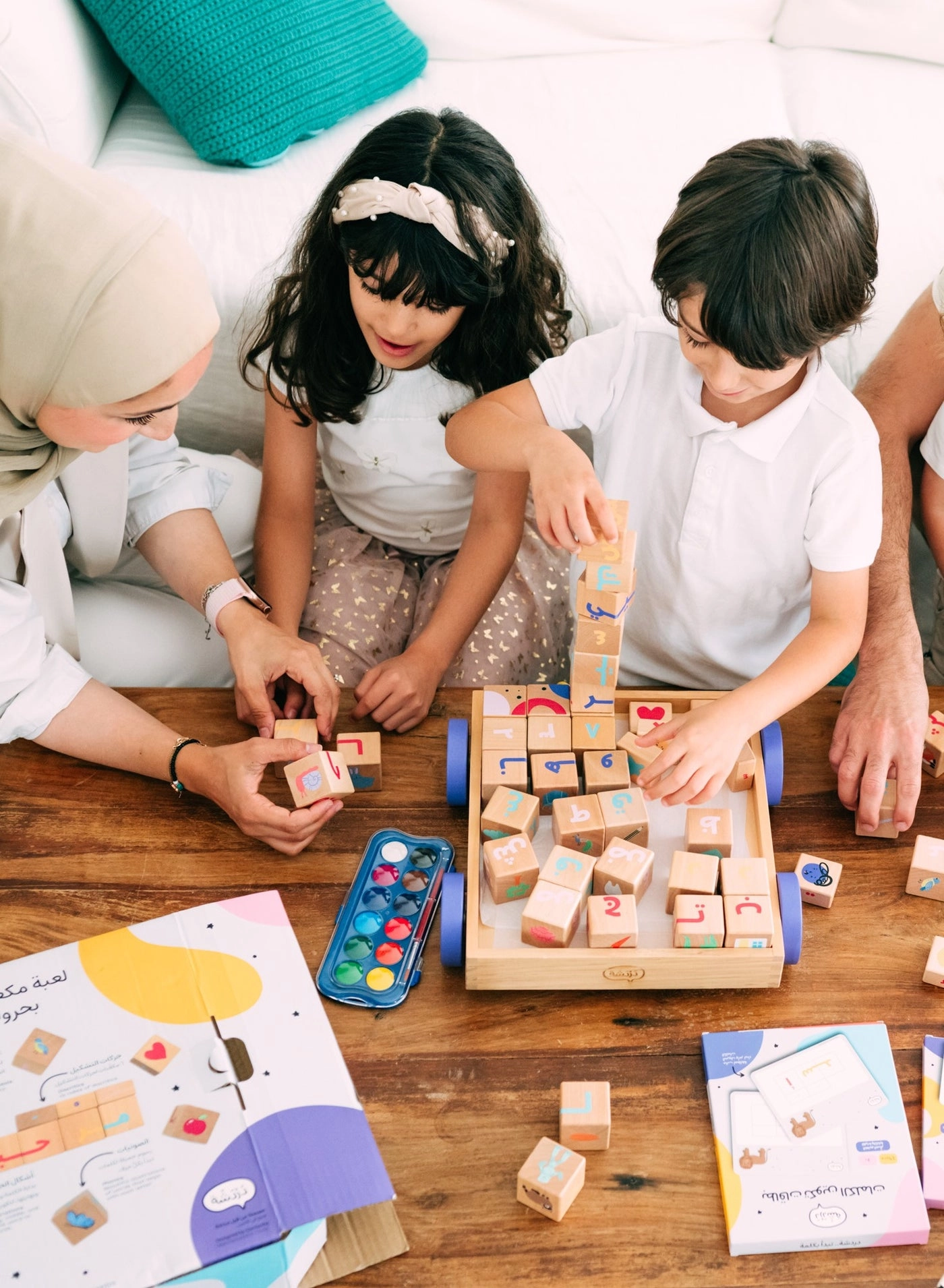 Arabic Wooden Alphabet Cubes - 48 pieces