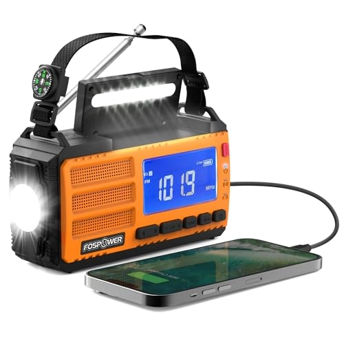 FosPower NOAA Emergency Weather Radio D8 - solar crank radio