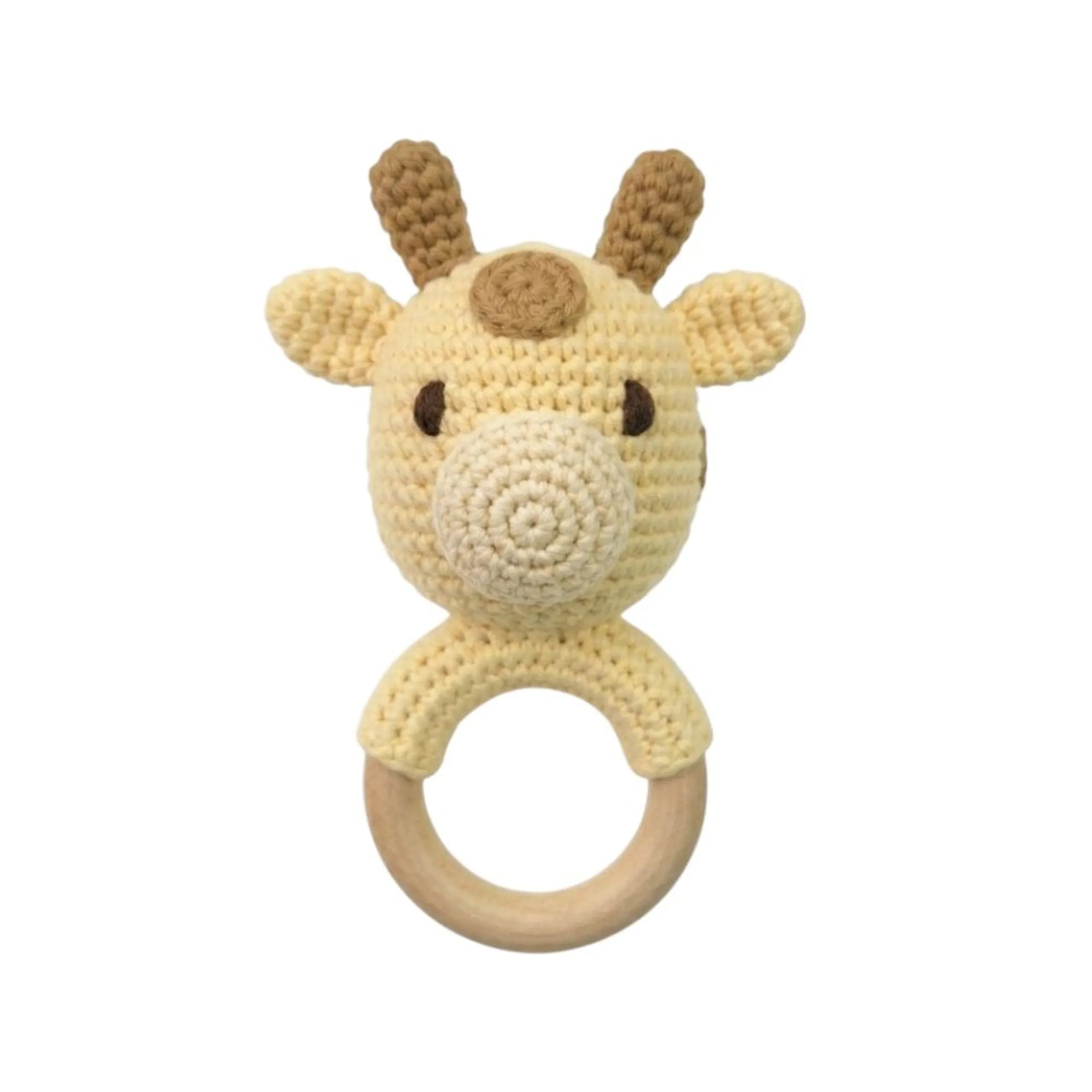 Crochet Wooden Teething Ring Rattle