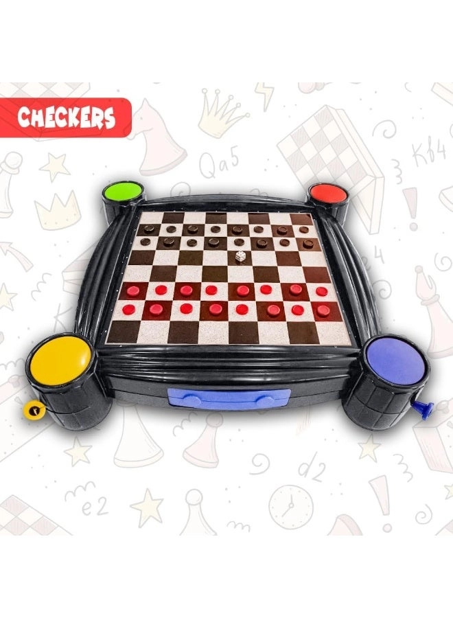 4 in 1 Family Board Games Set - Chess Checkers Ludo