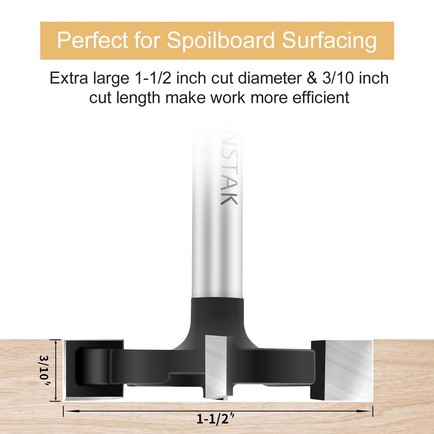 Cnc Spoilboard Surfacing Router Bit - 1-1/2"" 1/4"" 1