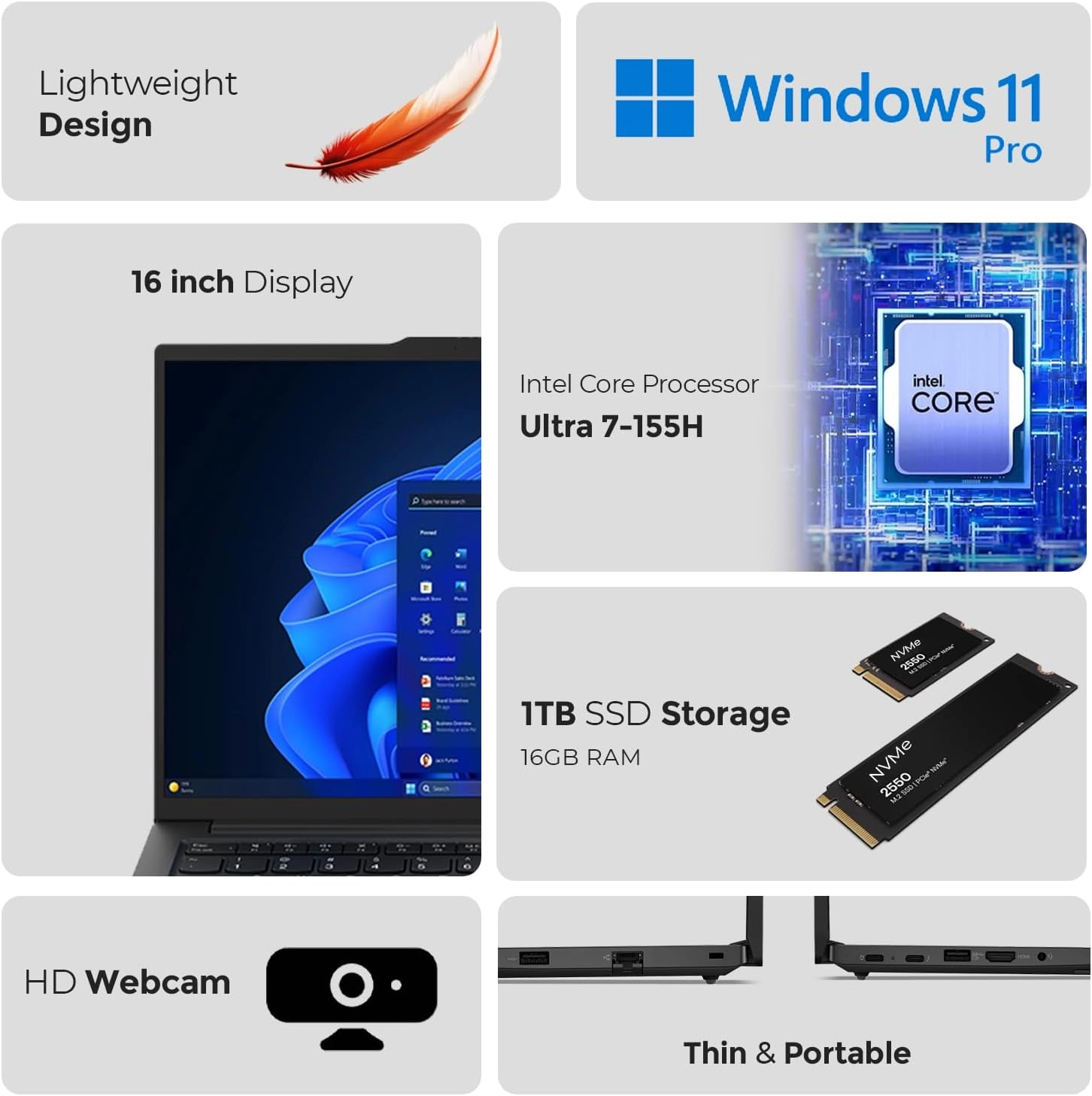 ThinkPad E16 G2 - 16'' Ultra 7-155H 16GB DDR5 1TB SSD + 7-in-1 USB Hub + Wireless Mouse + Bag + Antivirus + Mouse Pad