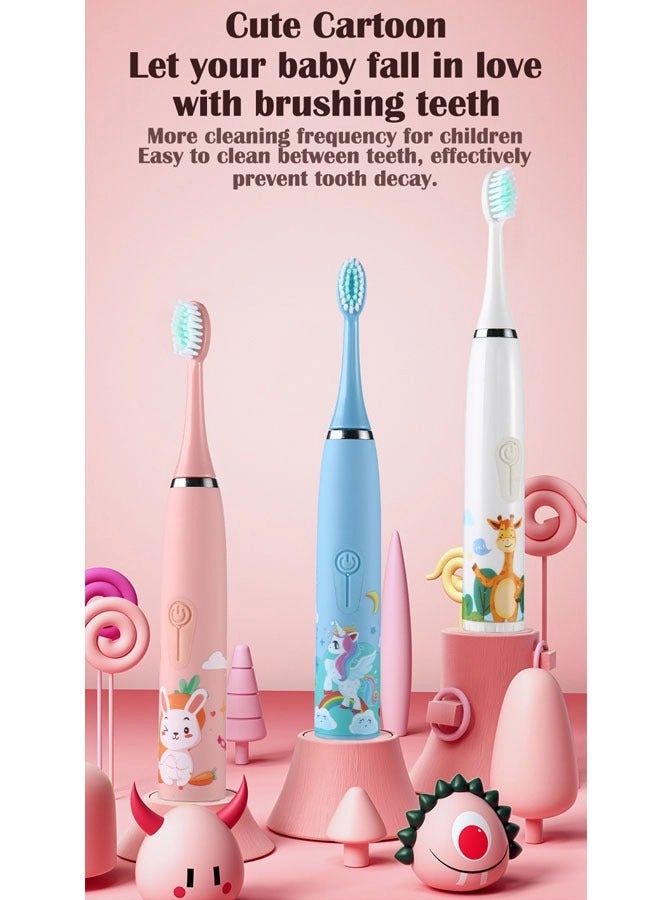 Ultrasonic Electric Children's Toothbrush - Super Soft Waterproof USB Charging 6 Heads