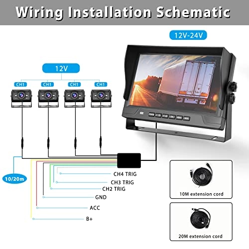 Car Rear View Camera + 9 Inch Monitor - Night Vision Wired 1080P