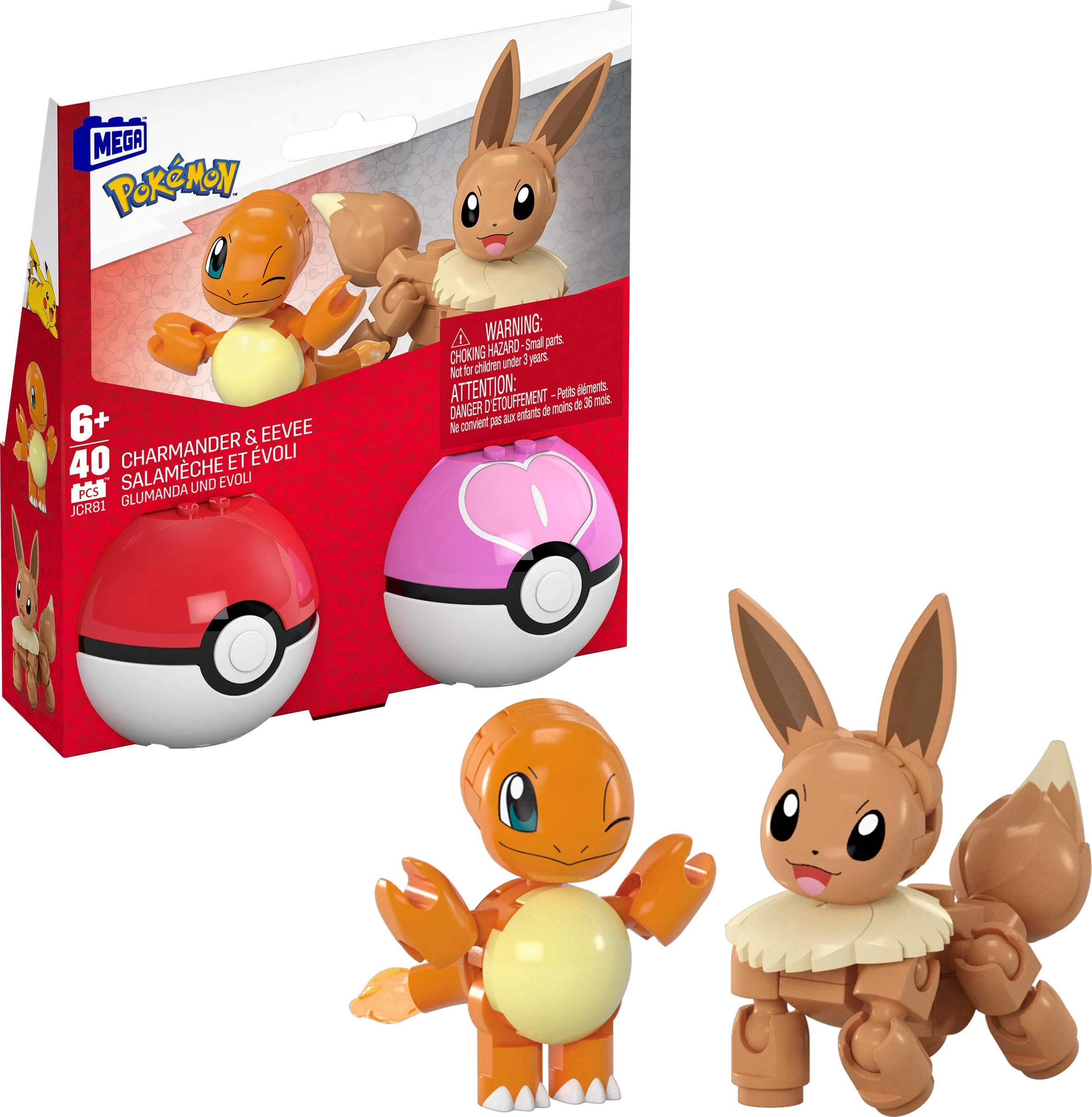 Mattel Pokémon Action Figure Building Toys Set - Charmaner and Eevee 40pcs