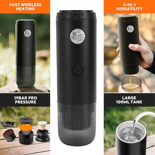 Portable Coffee Maker - 80ml Ground Coffee and Capsule