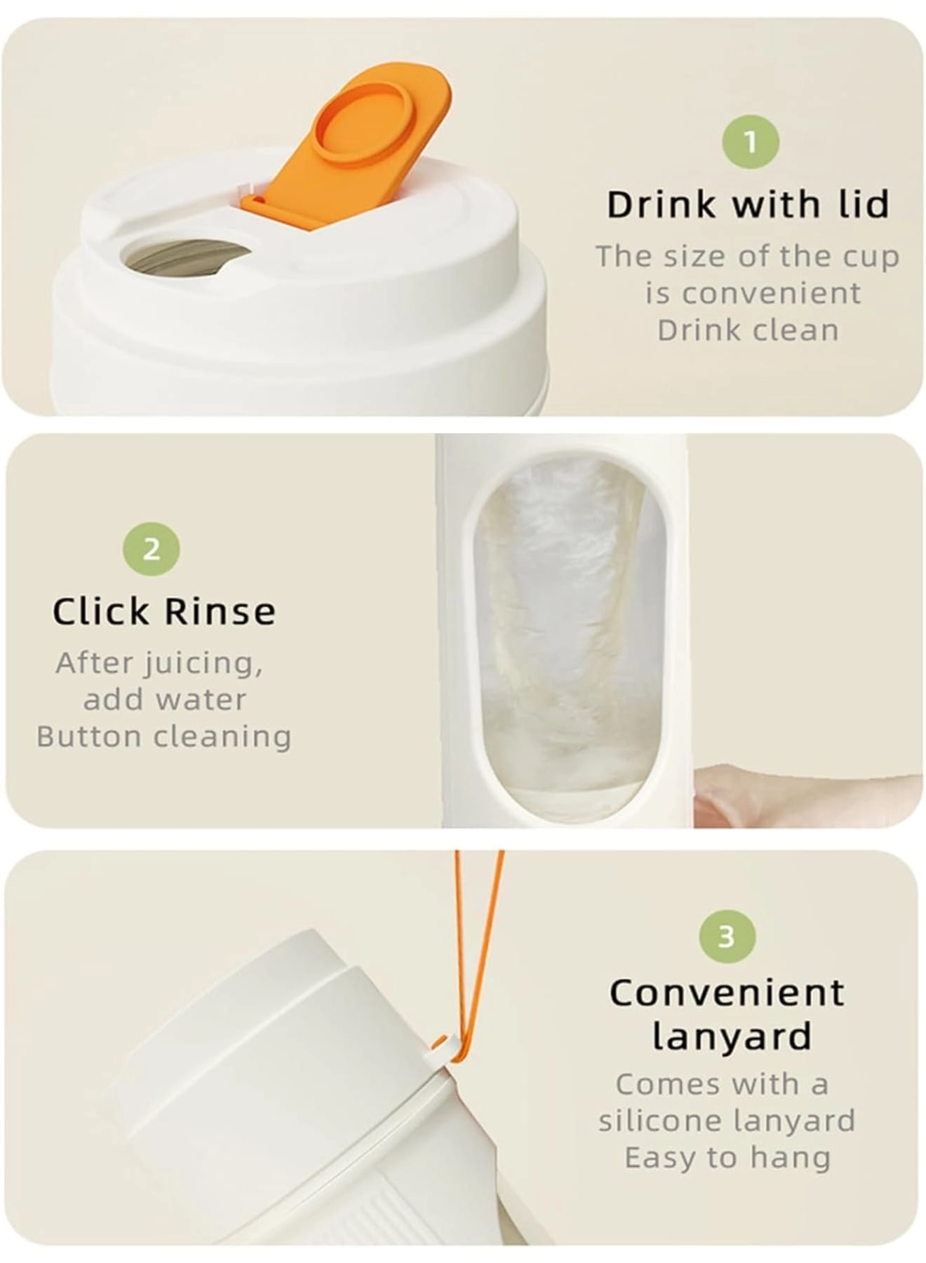 Portable Blender Smoothie Maker - Rechargeable Leakproof Lid Sip Spout