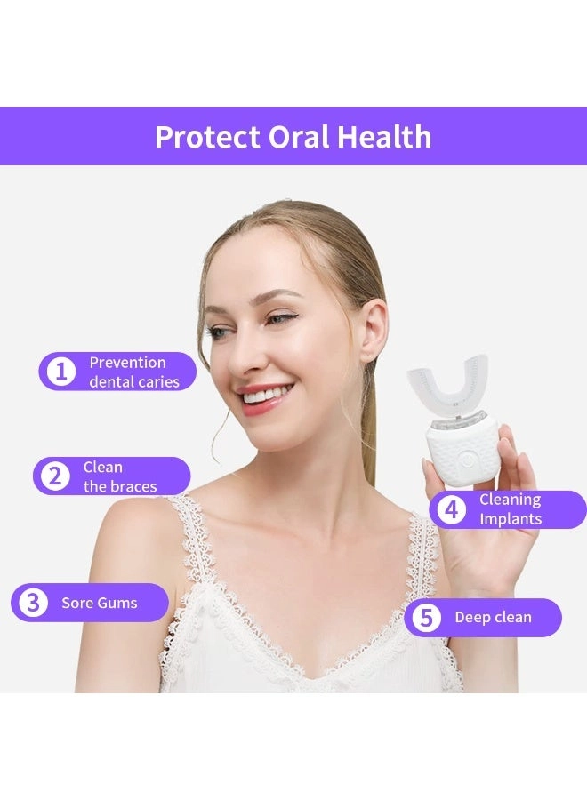 U-Shaped Ultrasonic Electric Toothbrush - 360° Automatic Mouth Cleaning Rechargeable IPX7 Waterproof