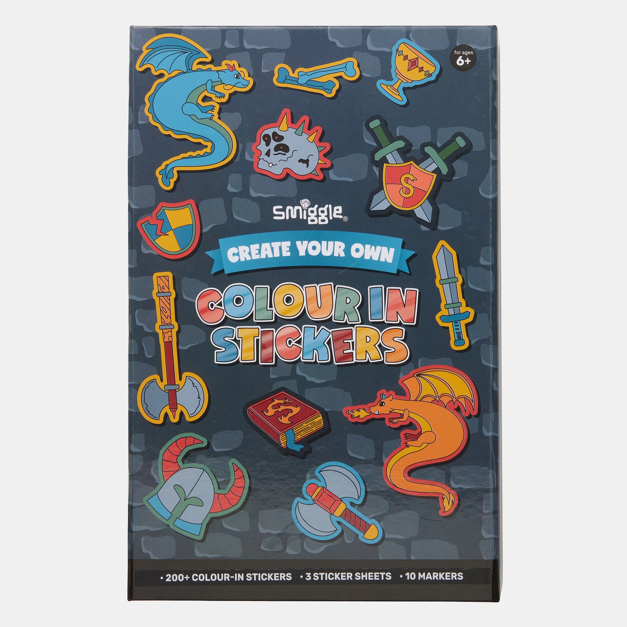 Smiggle Dragon Trails Activity Sticker Book Colour In 200 pcs
