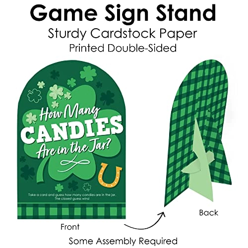 Shamrock St. Patrick's Day Candy Guessing Game - 12 years and up 1 sign with a built-in stand and 40 guessing cards