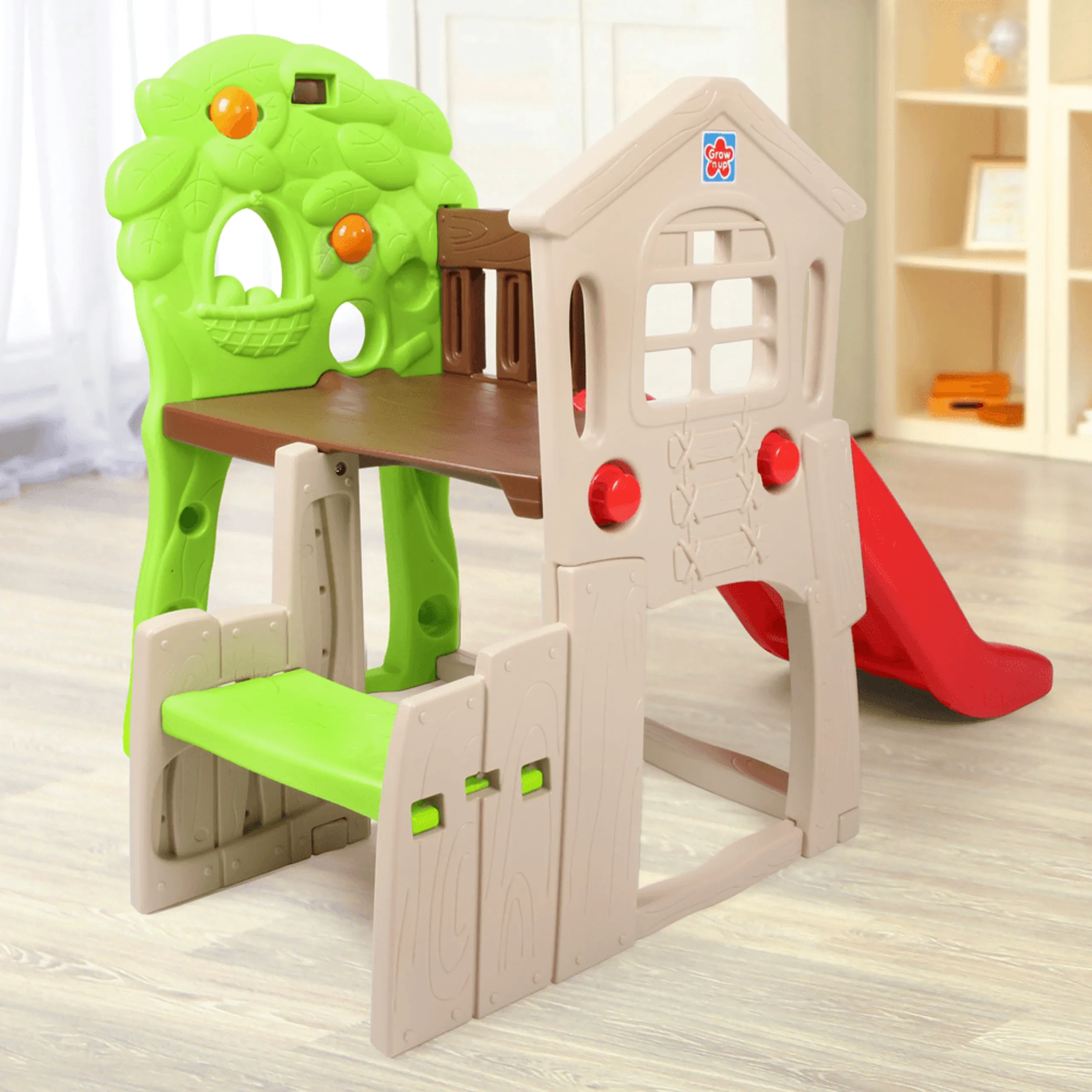 My First Clubhouse Climber - 4-In-1 Activity Hub Slide Basketball Hoop