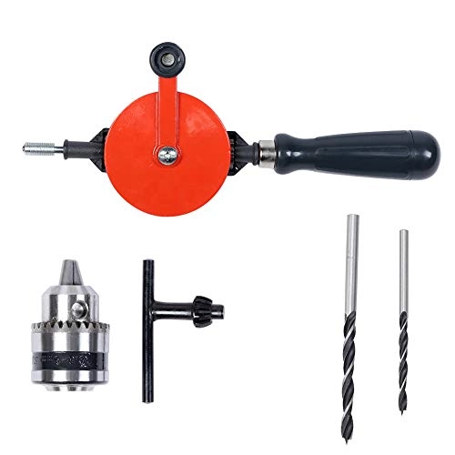 Manual Woodworking Hand Drill - 1/4in 3/8in Double Gear Drive