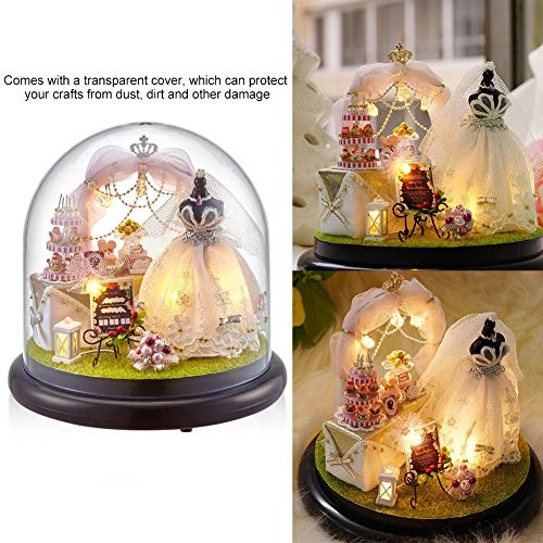 Dollhouse Miniature DIY Handcraft Buildings Mini House Kit - LED Lights Transparent Cover