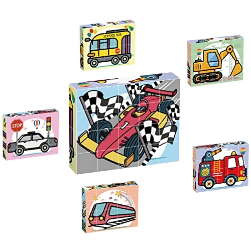 Magnetic Cube Puzzle - 20 pcs 6-in-1 Vehicle 120 Pictures