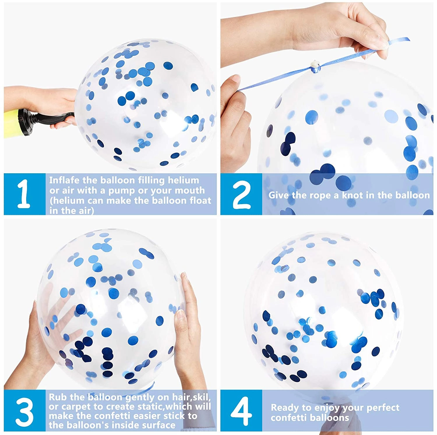 Latex and Confetti Balloons Set - 50-Pieces Birthday