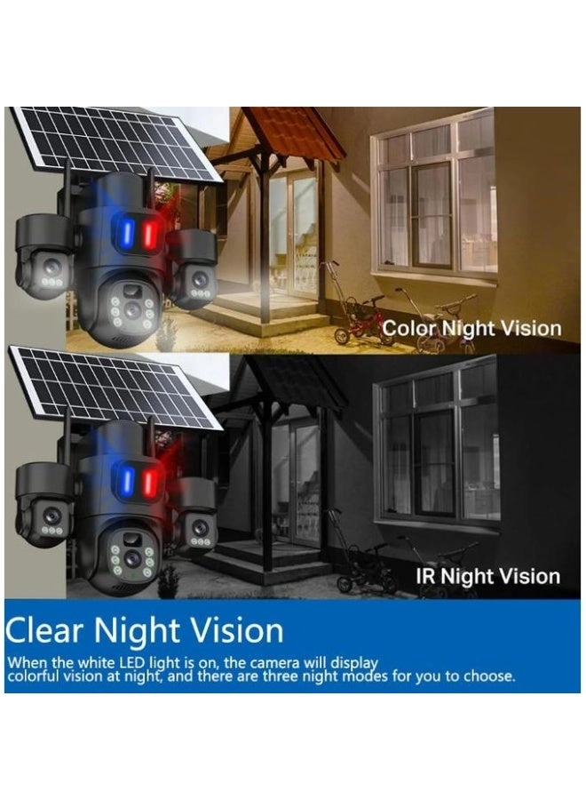 Solar Powered Multi-lens Warning Camera - 12MP 5G Wi-Fi 10X Zoom