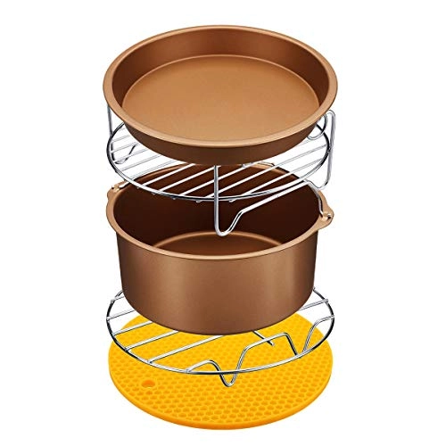 Cake Barrel + Pizza Pan + Silicone Mat + Stainless Steel Holder + Skewer Rack + Bread Shell - Silicone Stainless Steel Carbon Steel 6pcs