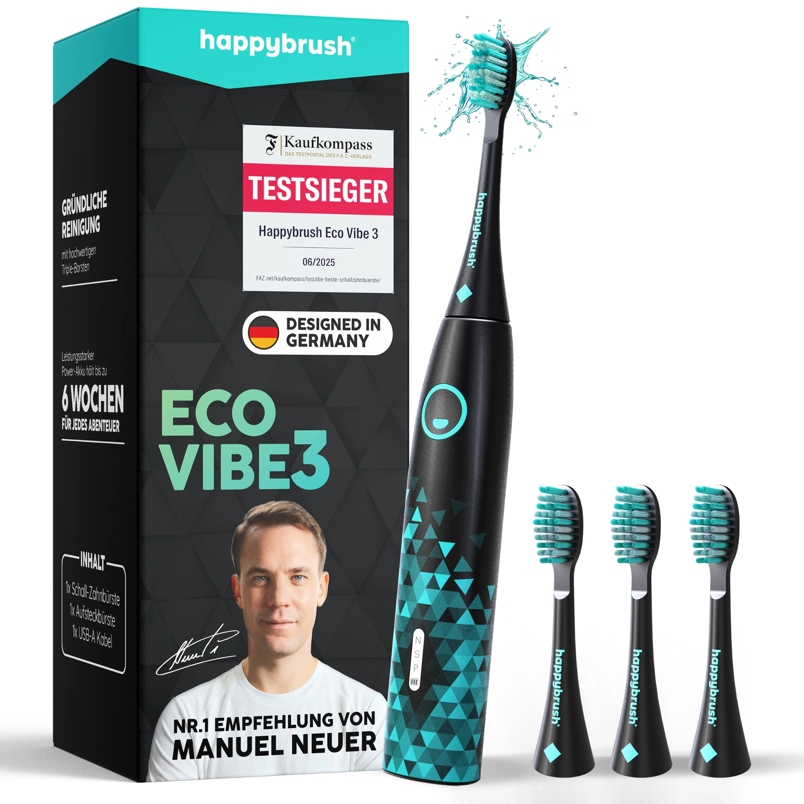 happybrush Eco V3 - 60 Days Battery Travel Case Toothpaste
