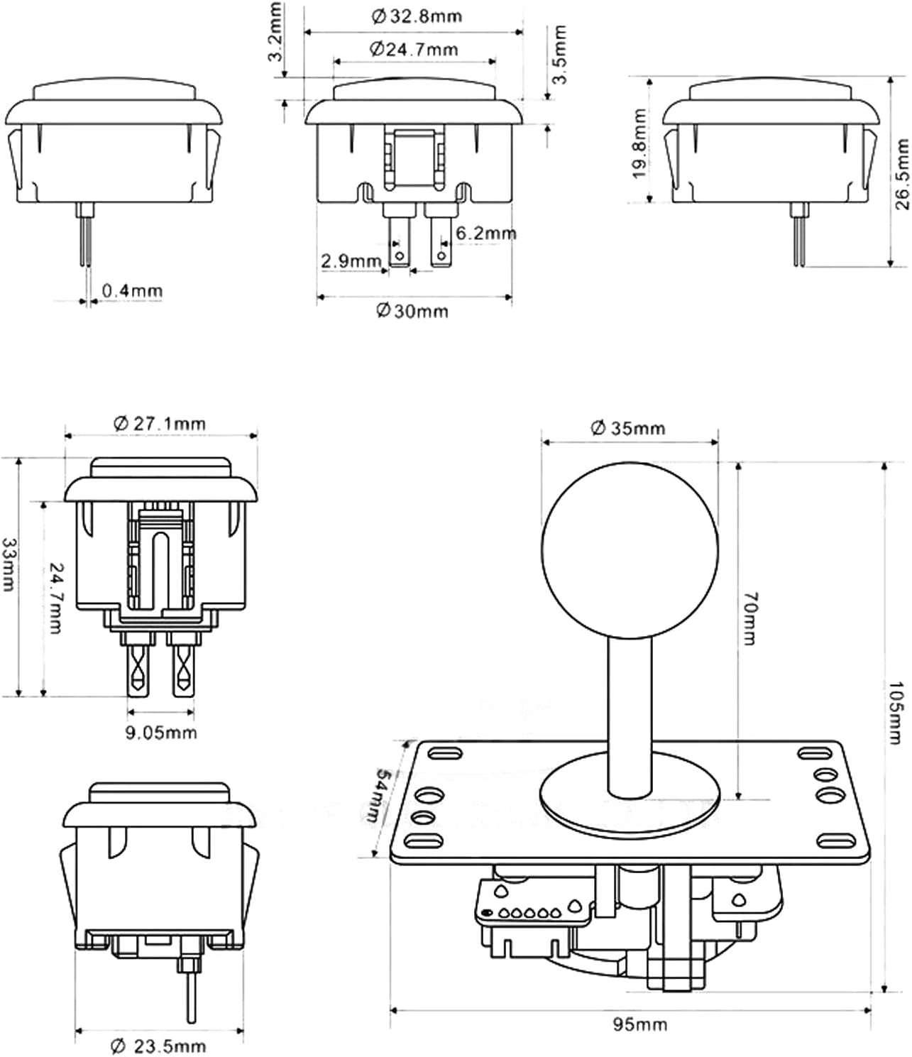 Arcade Joysticks Kit - Red