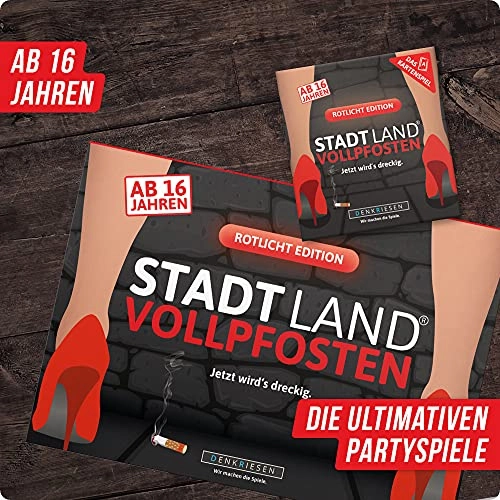 Stadt Land Vollpfosten - Card Game - Red Light Edition + Stadt Land Vollpfosten - Game Block - Red Light Edition