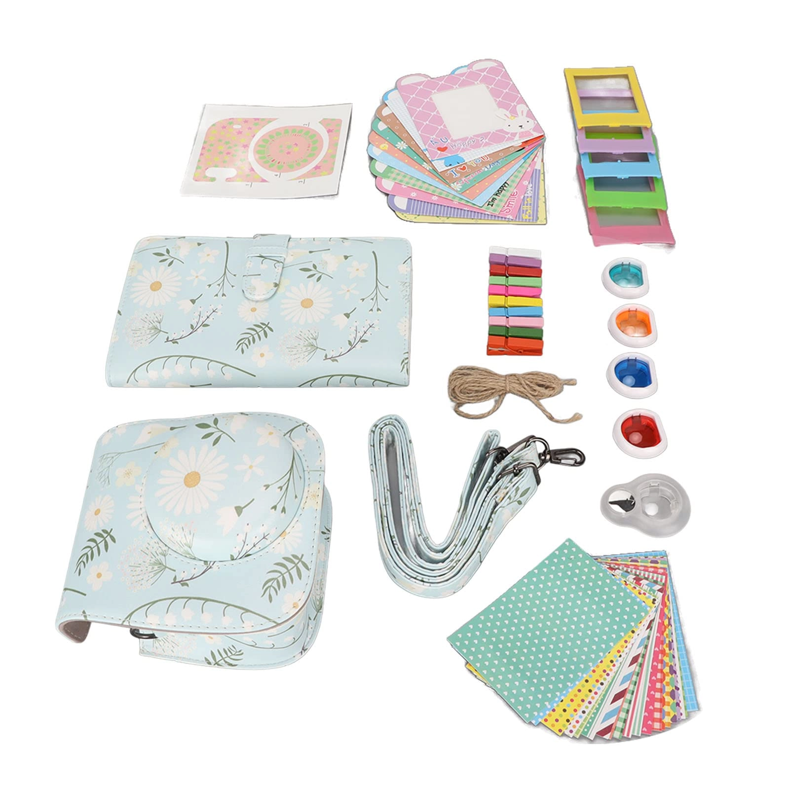 Fujifilm Camera Case + Album + Wall Hang Frames + Selfie Mirror + Border Stickers + Camera Stickers + Strap - Mini 11 Compatible