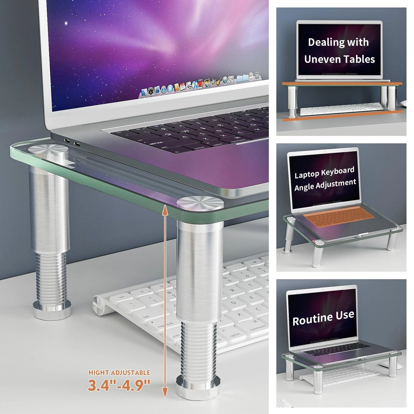 Monitor Stand Riser - 2 Pack Tempered Glass