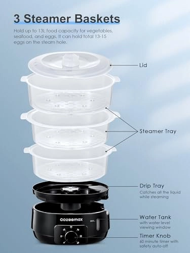Electric Food Steamer - 13.7 Quarts
