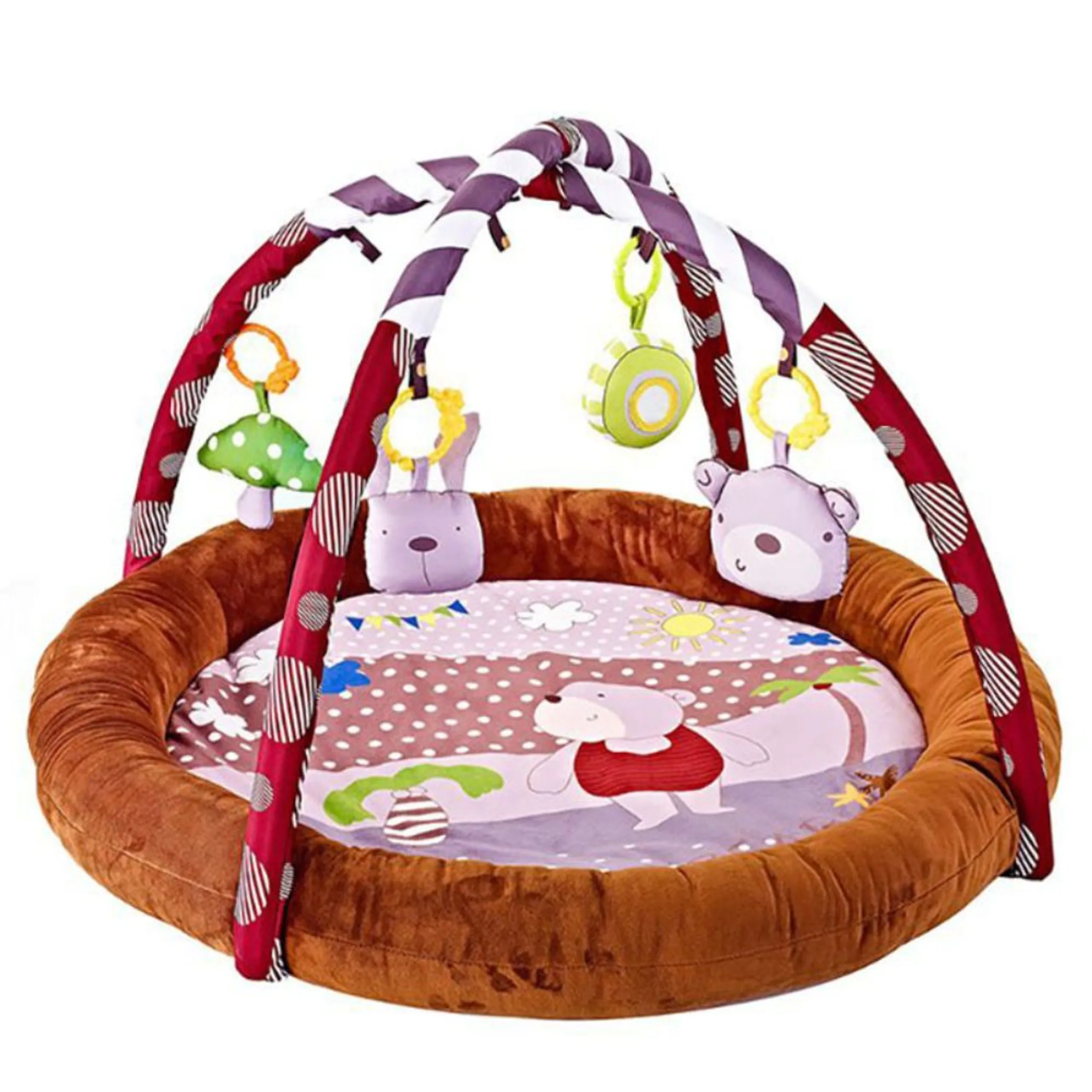 Baby Round Comfy Play Mat & Activity Gym - Suitable for 0 months & above