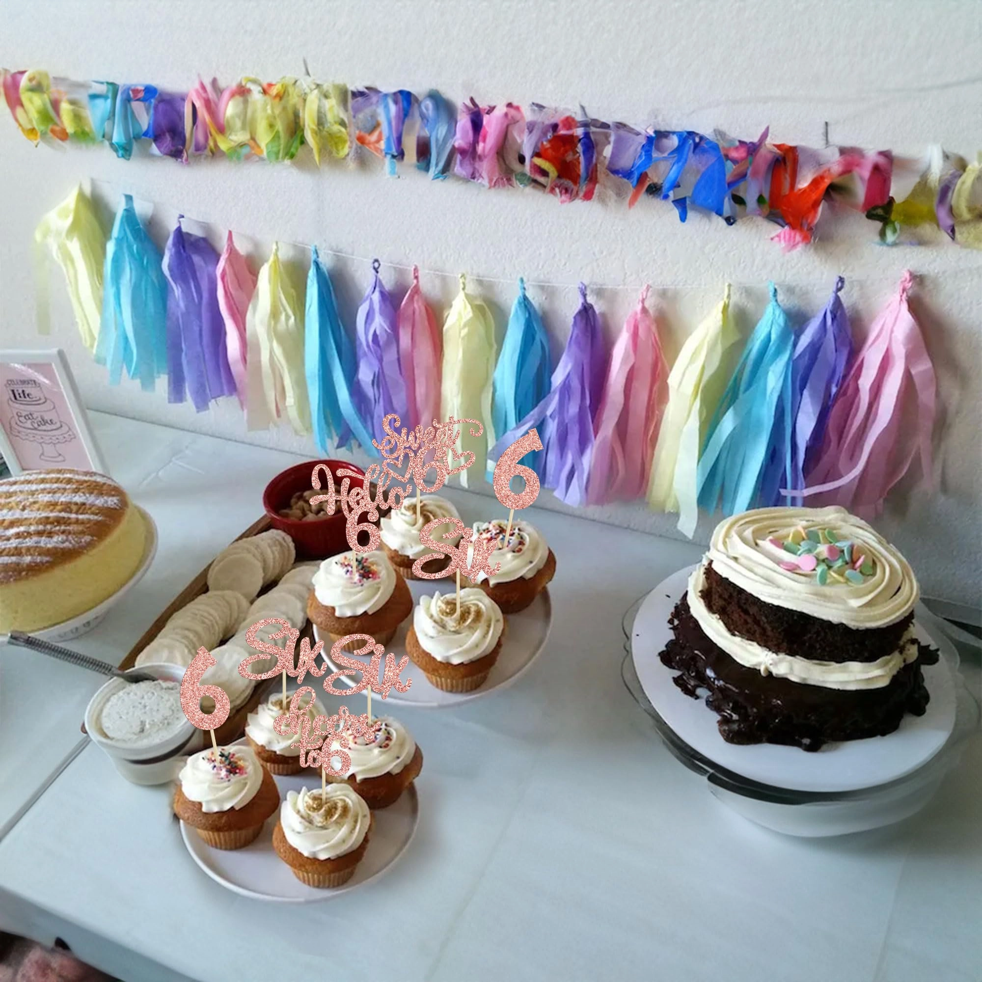 6th Birthday Cupcake Toppers - 30Pcs