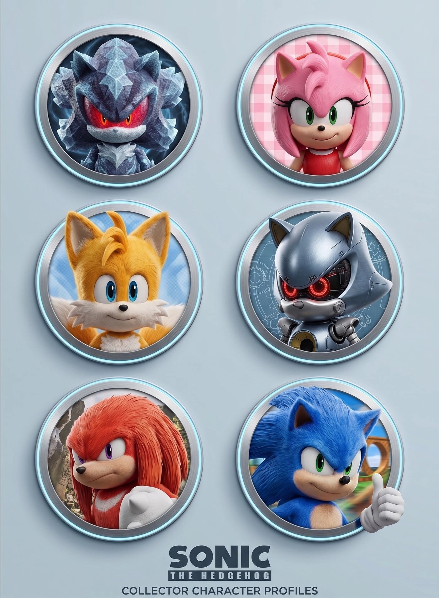 Sonic + Silver + Amy Rose + Metal Sonic + Tails + Knuckles - Sonic - 3+ Years 6 pieces