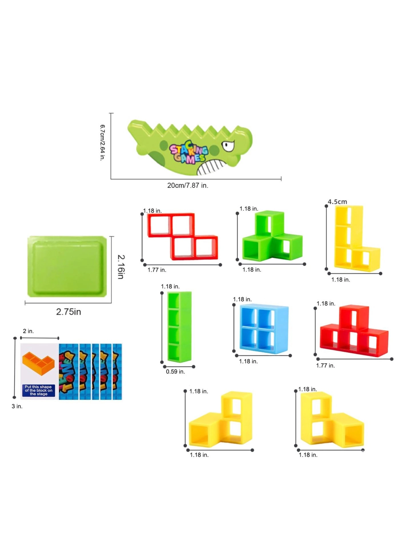 Tower Balance Game - 64Pcs 8 Shapes