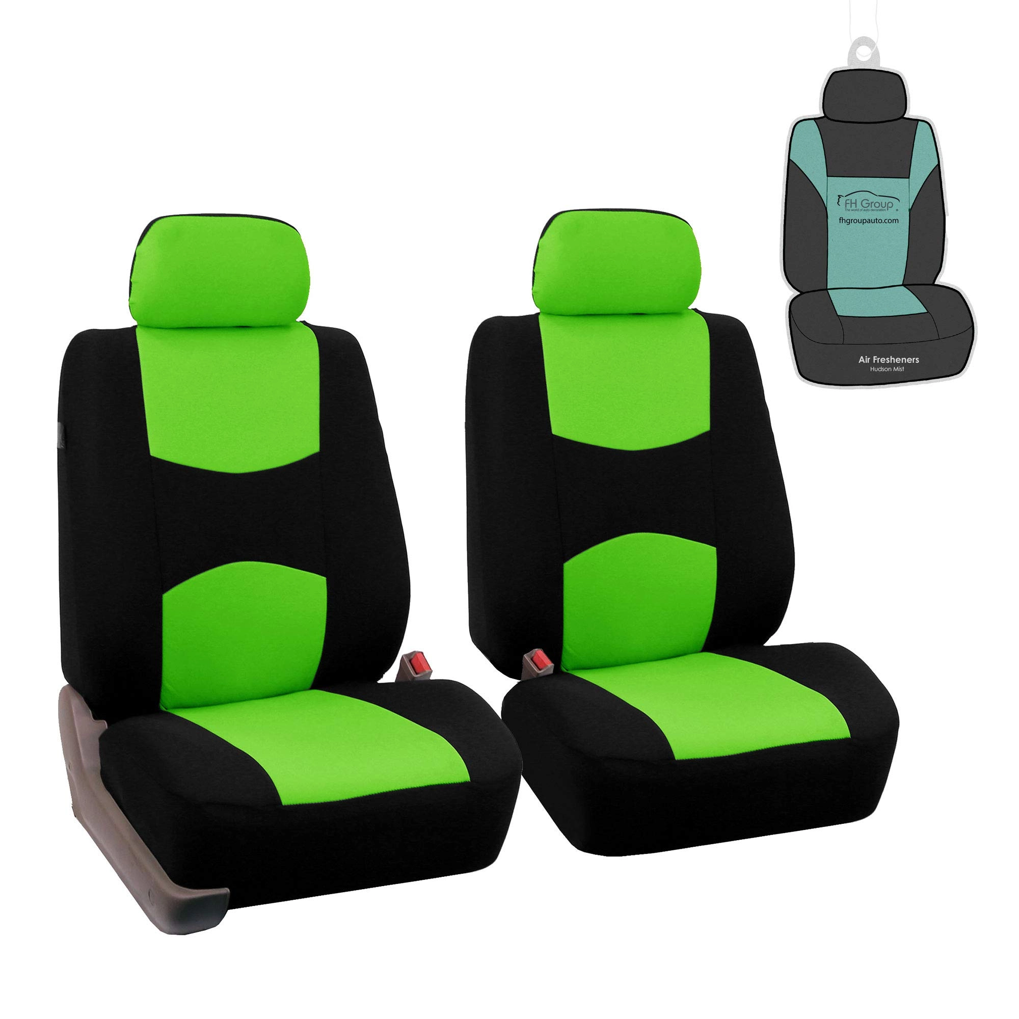 FH Group Flat Cloth Car Seat Covers - 2 Count Universal Fit Green