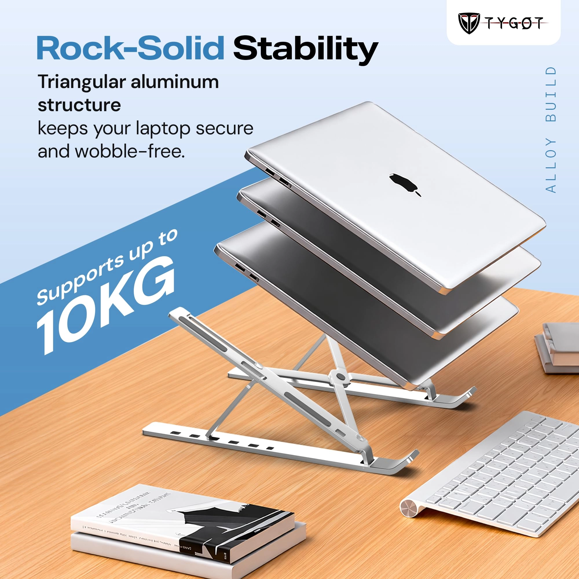 6 Angles Adjustable Aluminum Ergonomic Foldable Portable Tabletop Laptop/Desktop Riser Stand - 16 inch