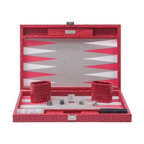 Backgammon Set - Medium Pink Crocodile Vegan Leather