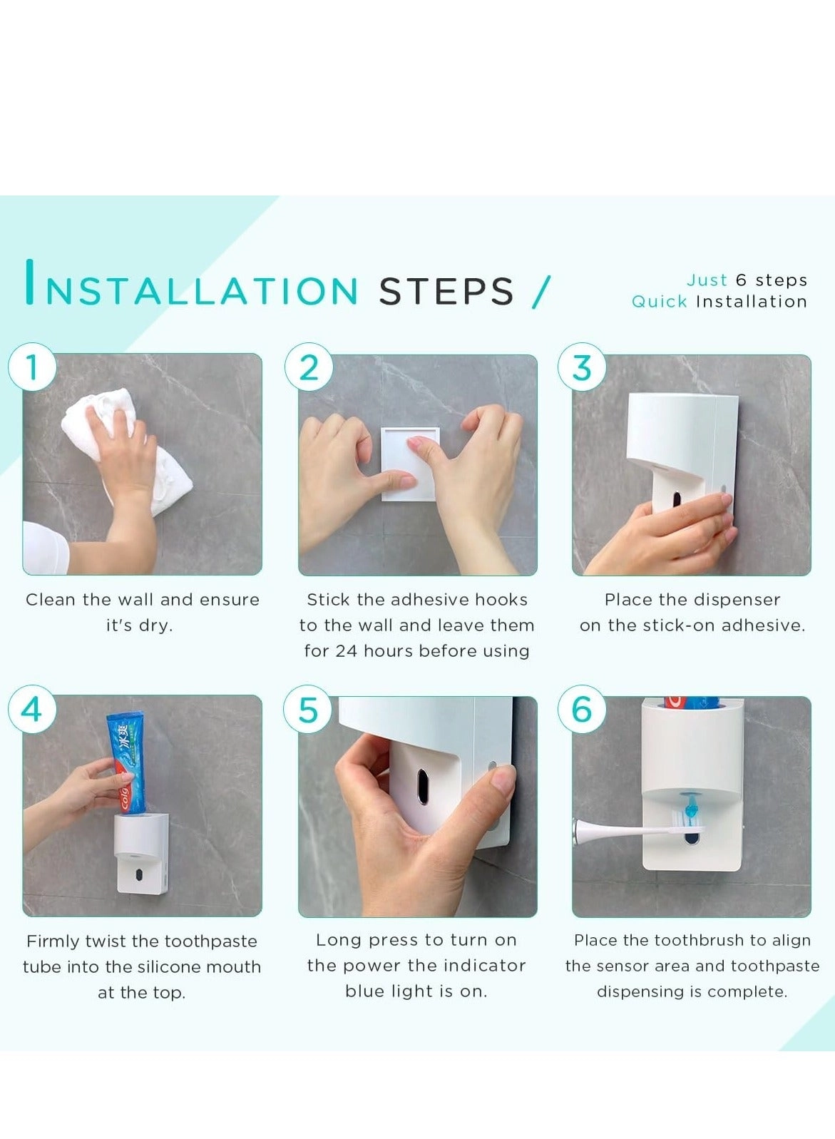 Toothbrush Holder - Wall mounted 4 toothbrush slots